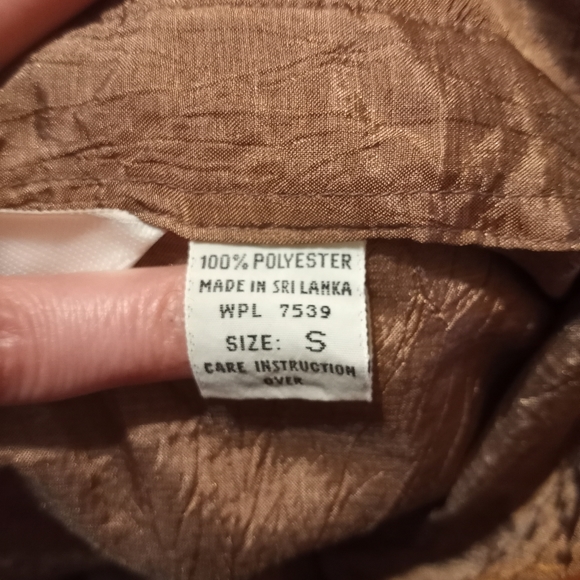 Vintage 90s DVF Diane Von Furstenberg Metallic Bronze Long Sleeve Button Shirt - Picture 8 of 9